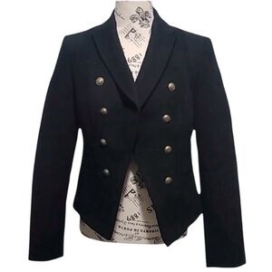 Banana Republic Double Breasted Cutaway Captain Blazer Gold Buttons Sz 10